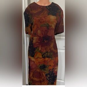 Vintage 100% Silk Two Piece Floral Set – Jones NY– Blouse & Midi Skirt – Size 12